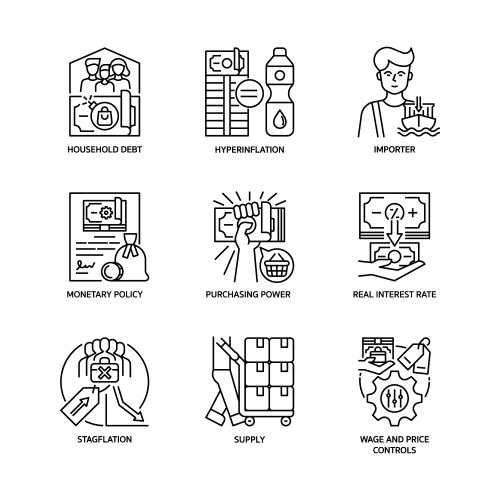 Inflation rate icon set Royalty Free Vector Image