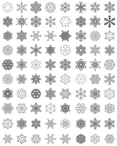 Black snowflake icons set Royalty Free Vector Image