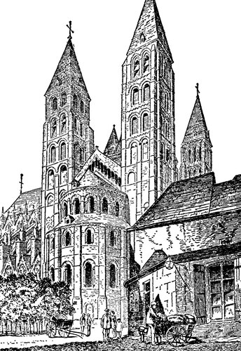 Tournai Cathedral, Belgium Vector Image