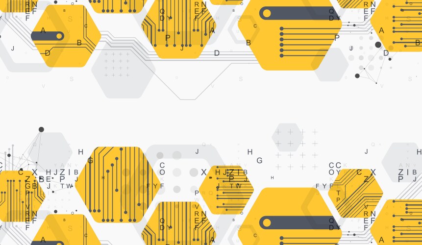 Abstract yellow hexagon futuristic background vector image