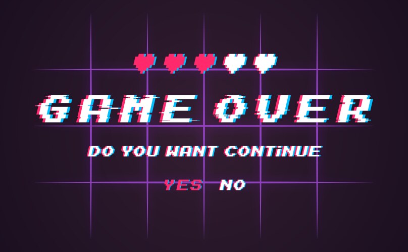 Game over screen message Royalty Free Vector Image