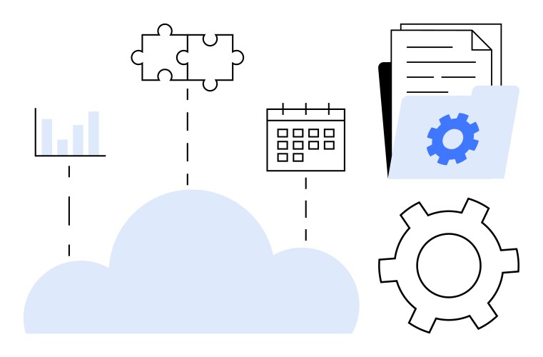 Cloud integration with data analytics task vector image