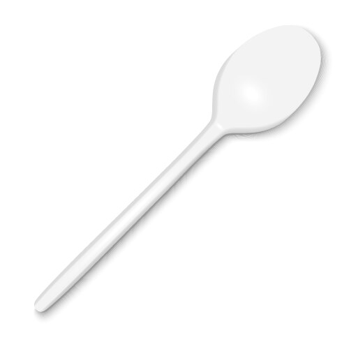 3d realistic cutlery - white plastic vector image