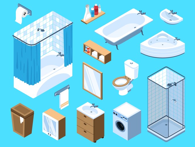 Bathroom interior constructor flat Royalty Free Vector Image
