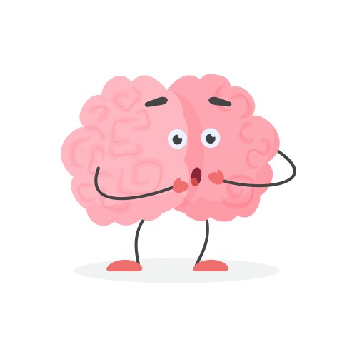 cute human brain character in shock from surprise vector image