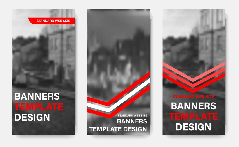 Design of vertical web banners with red and white vector image