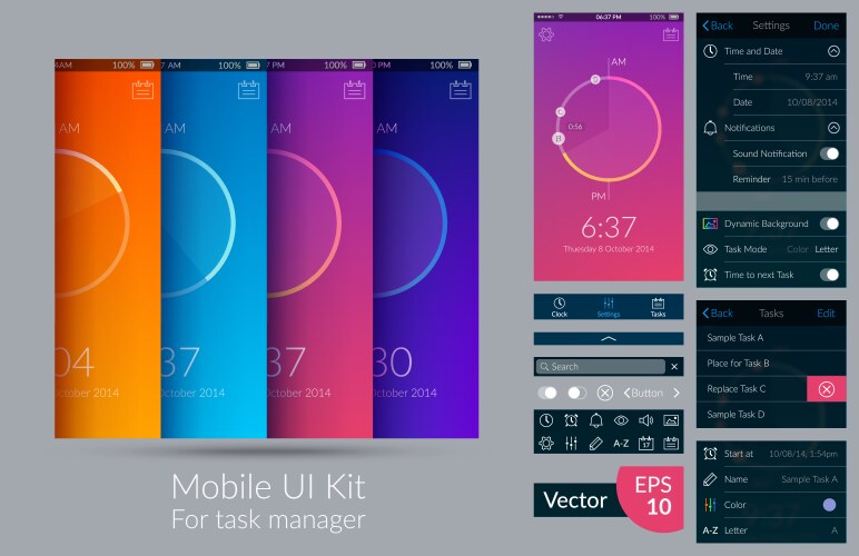 Watch ui kit Royalty Free Vector Image - VectorStock