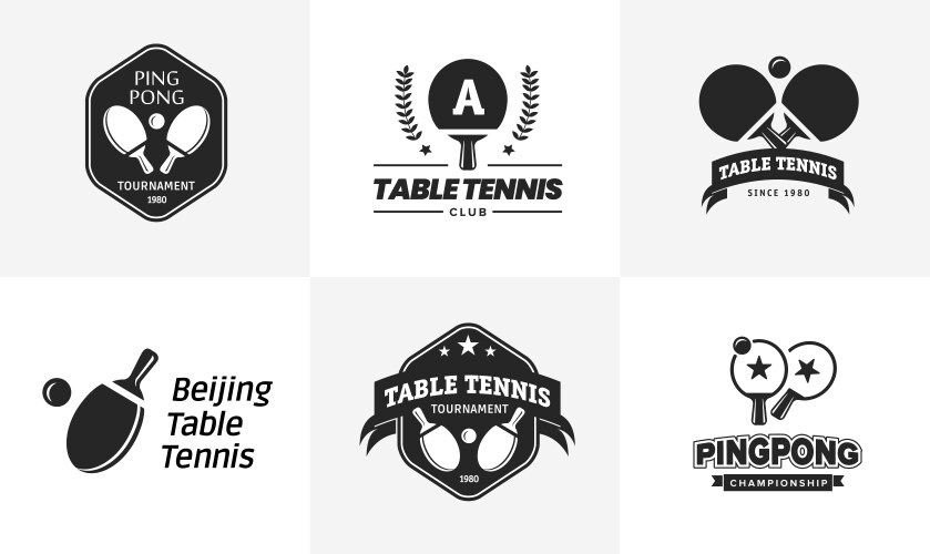 Retro Table Tennis Badges & Logos Vector Image