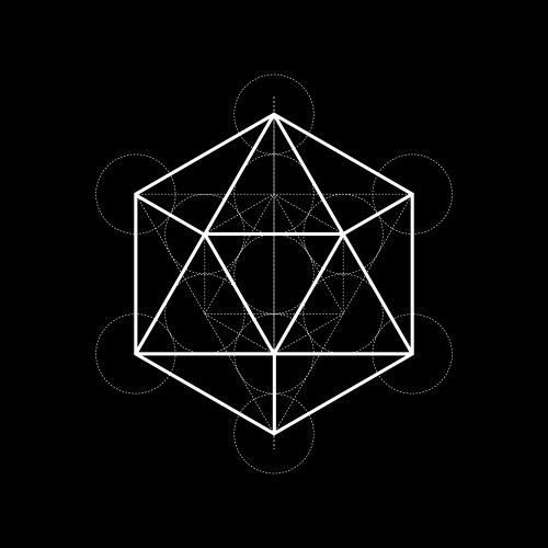 Sacred geometry symbol metatrons cube on black Vector Image