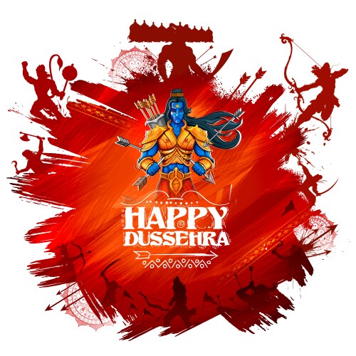 Lord Rama Shooting Ravan - Dussehra Vector Image