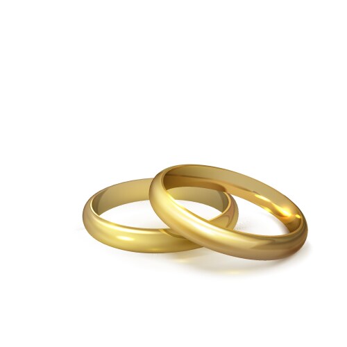 realistic gold wedding rings isolated on white vector image