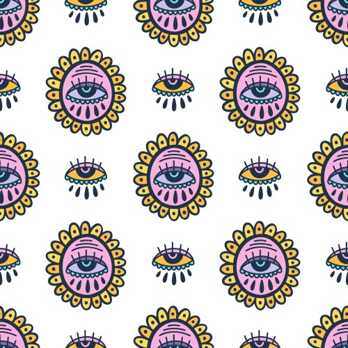 Seamless pattern evil eye third element hand drawn Vector Image