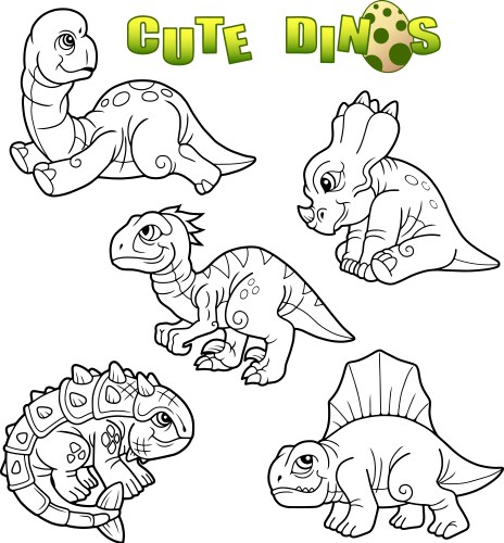 Dinosaur Set - Jurassic Creatures Vector Image