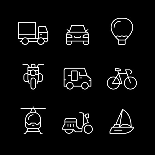 set line icons transport vector image