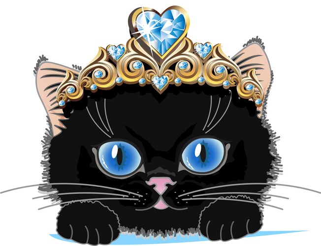 Cat with a gold tiara Vector Image