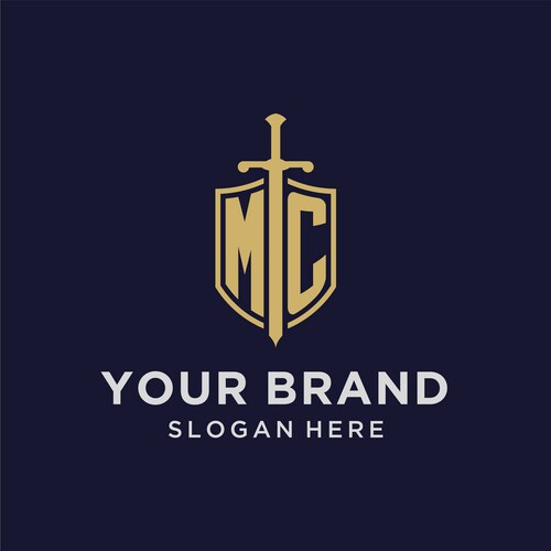 Letter ue logo with shield and sword design – Royalty-Free Vector ...