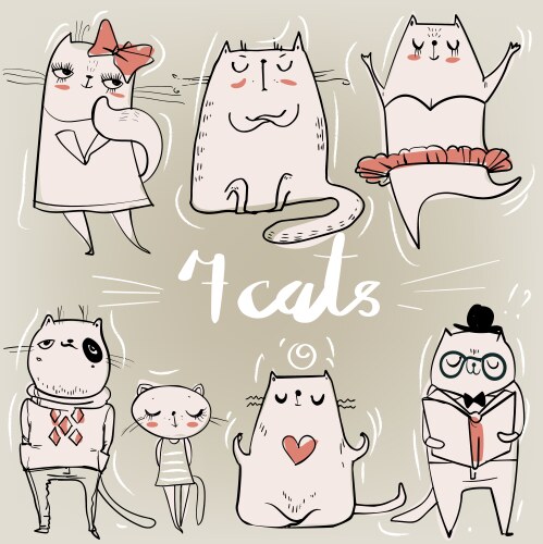 Set with cute cats Royalty Free Vector Image - VectorStock