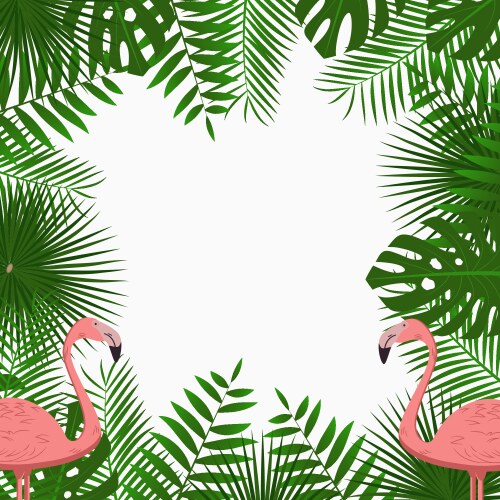 Tropical Palm Flamingo Poster Vector Image