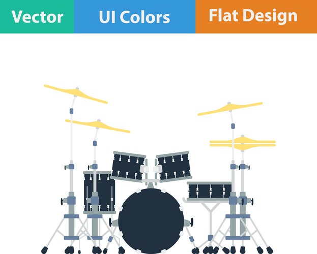 Color flat style drum set Royalty Free Vector Image