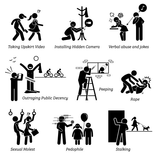 sex crime and criminal pictograph depicts sexual vector