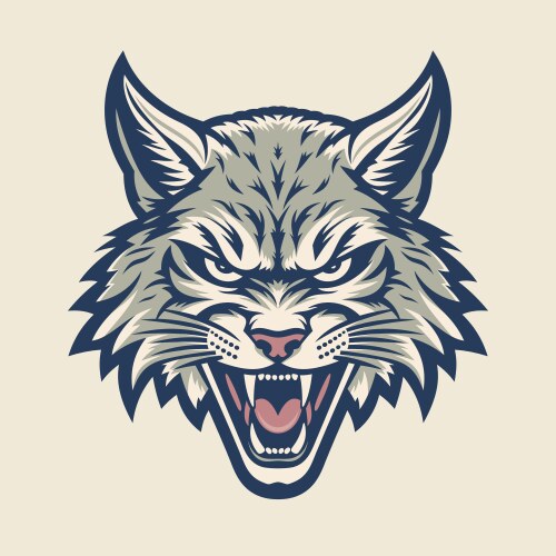 Lynx head logo template bobcat face graphic vector image