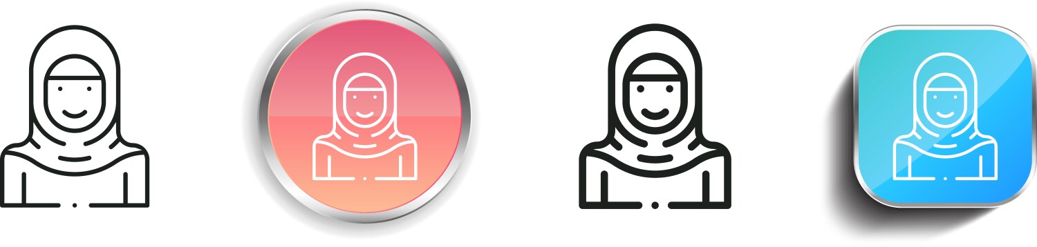 Hijab icon thin linear regular and button style vector image
