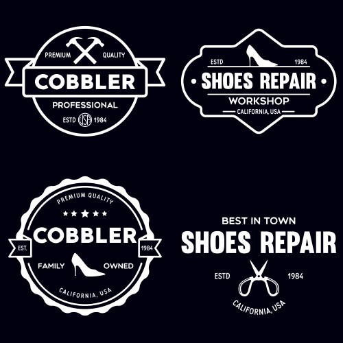 Vintage Shoe Shop & Cobbler Logos Vector Image