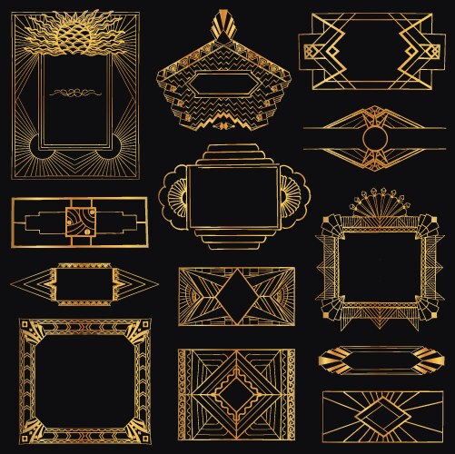 Art deco vintage frames and design elements Vector Image