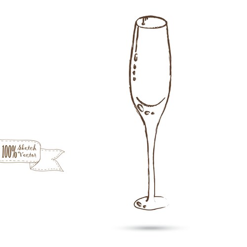 Sketch of wine glass isolated on the white Vector Image