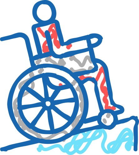Disabled in wheelchair riding icon doodle Vector Image