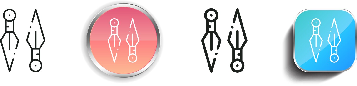 Kunai icon thin linear regular and button style vector image
