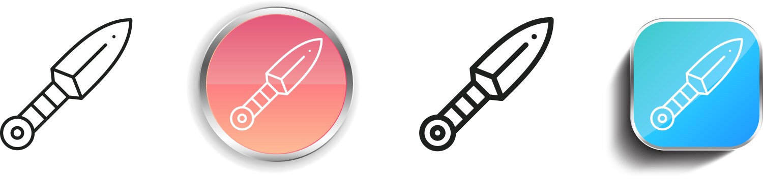 Kunai icon thin linear regular and button style vector image