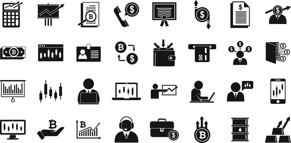 Trader desk icons set simple style vector image