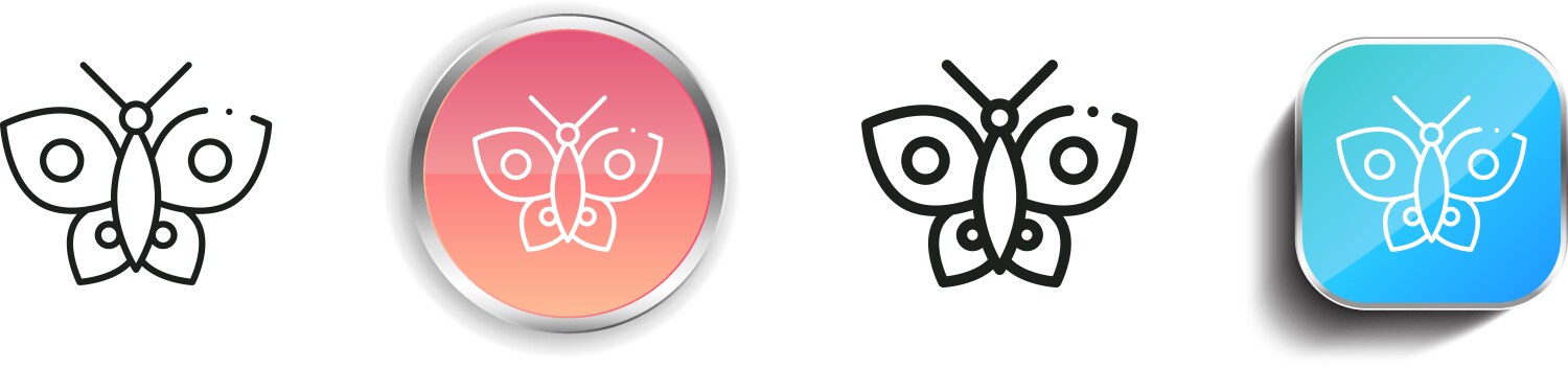 Butterfly icon thin linear regular and button Vector Image