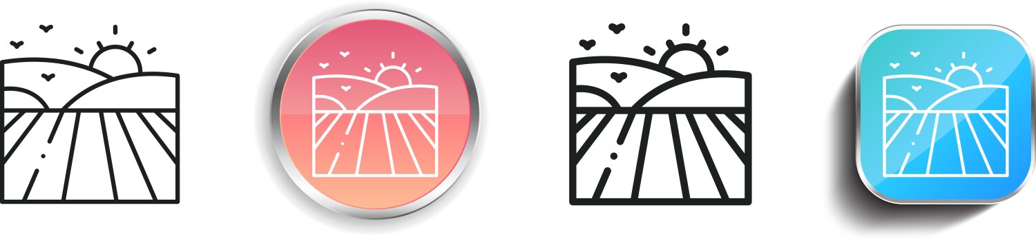 Hills icon thin linear regular and button style vector image