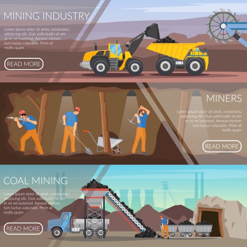 Mining industry flat composition Royalty Free Vector Image