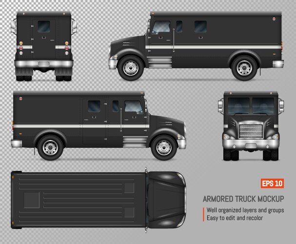 black armored truck template vector