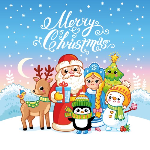New Year's Cartoon Characters Vector Image