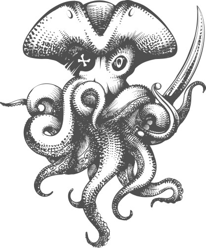 Pirate Octopus Sketch Vector Image