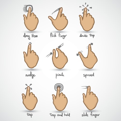 touch screen gesture interface set vector image vector image