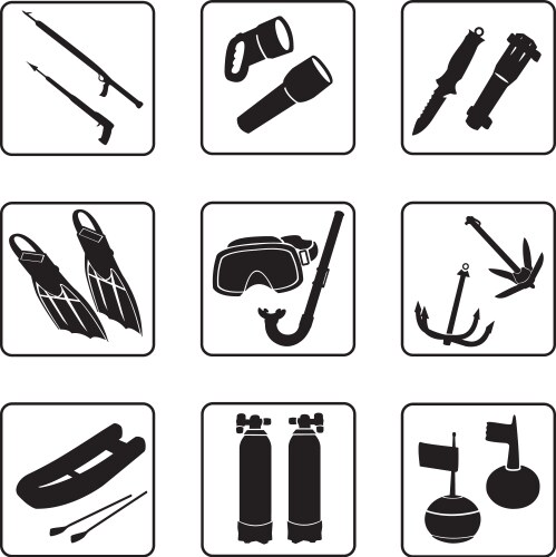 Scuba diving equipment Royalty Free Vector Image
