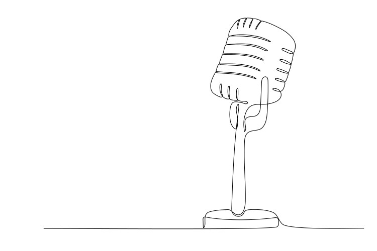 One line music column outline continuous simple Vector Image