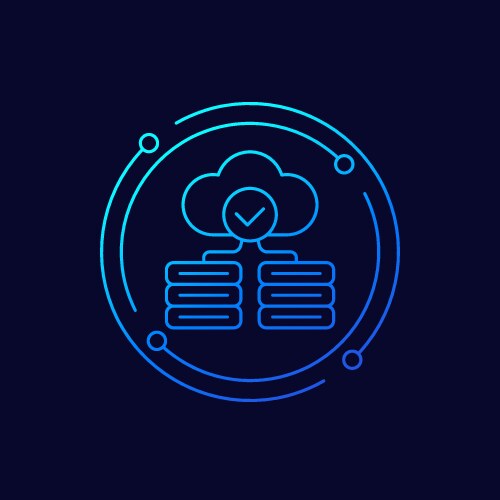 Erp software solutions icon with a cloud linear Vector Image