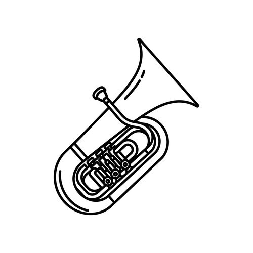 Line Art Tuba Musical Instrument Vector Image