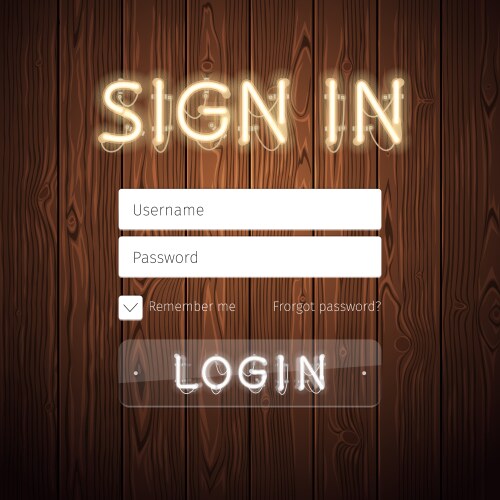 web login form template vector