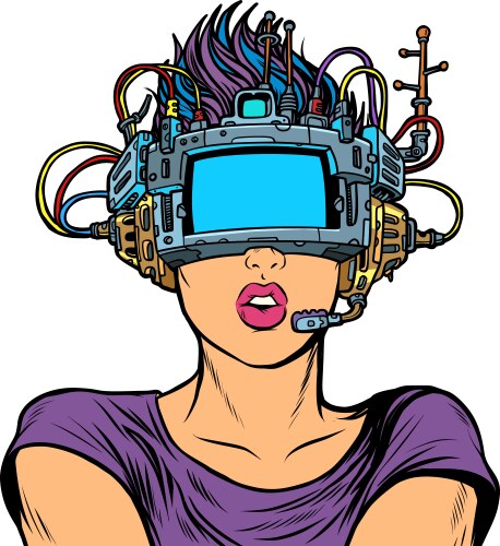 VR Gamer Woman - Shocked Expression Vector Image