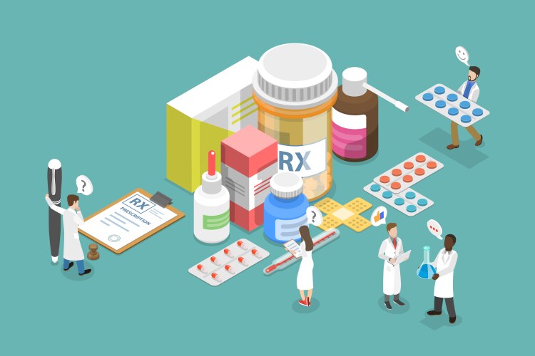 Medical drones isometric composition Royalty Free Vector