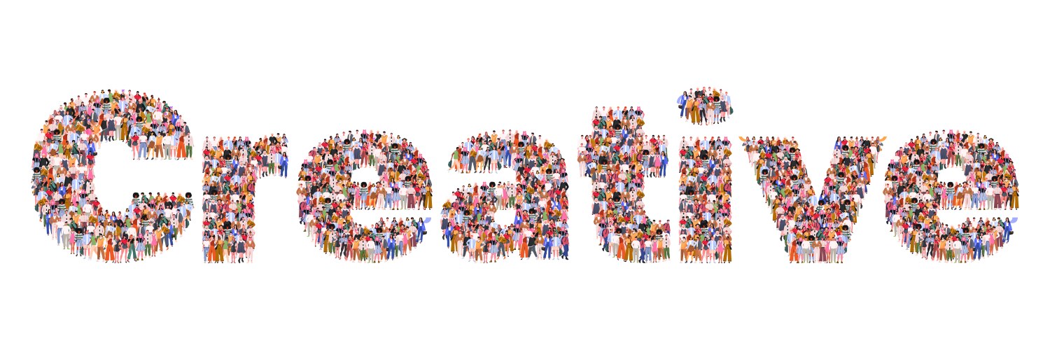 Large group of people forming word brand Vector Image