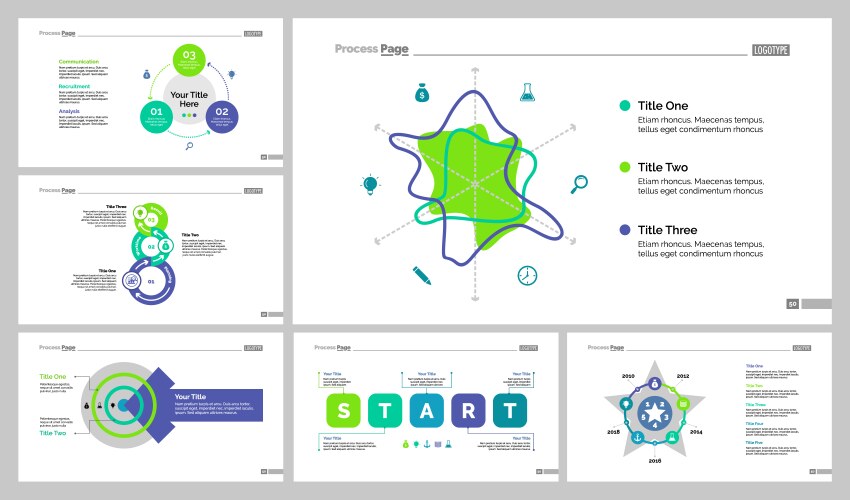 six business slide templates set vector image