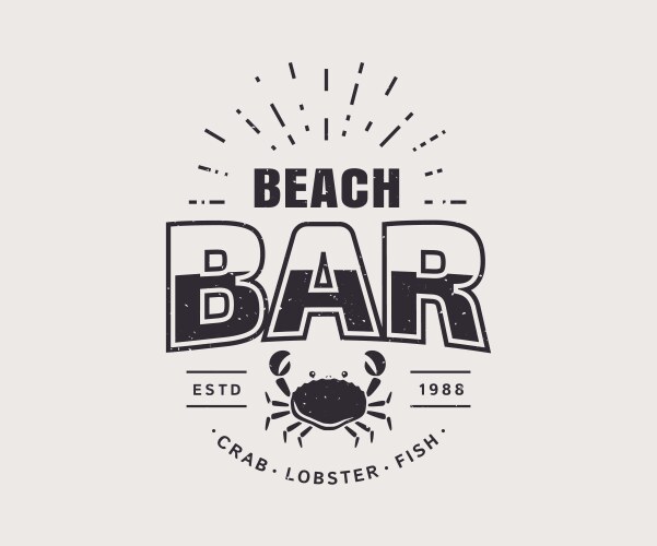 Retro Seafood Bar Logo - Crab Emblem Vector Image